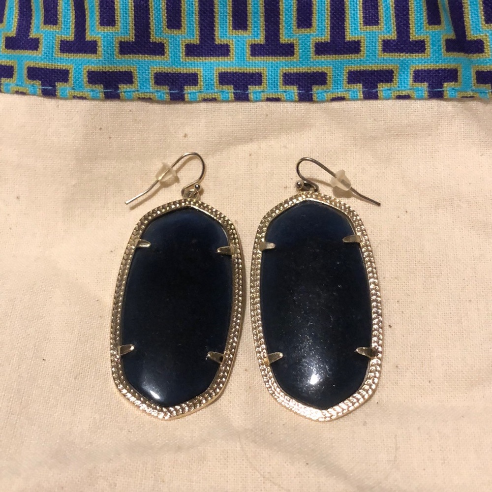 Danielle Gold Earrings in Navy